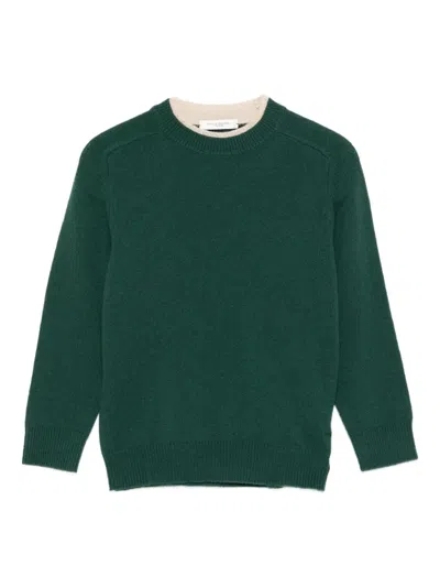 Paolo Pecora Kids' Contrast-neck Sweater In Green