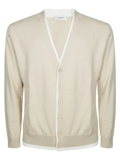 Paolo Pecora Contrast Trim Button Down Cardigan In Neutral