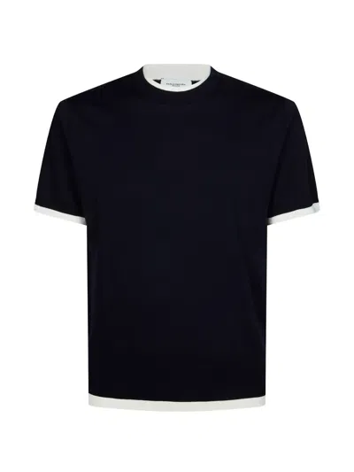 Paolo Pecora T-shirt Blu Con Contrasti In Black
