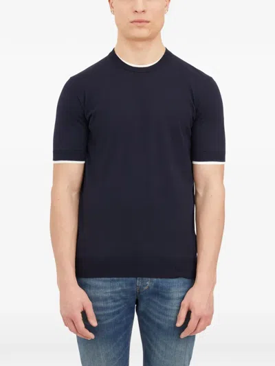 Paolo Pecora Contrast-trim T-shirt In Blue