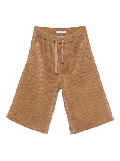 Paolo Pecora Kids' Corduroy Drawstring Shorts In Brown
