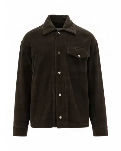 Paolo Pecora Regular Fit Shirt Jacket In Corduroy With Flap Pockets In Green