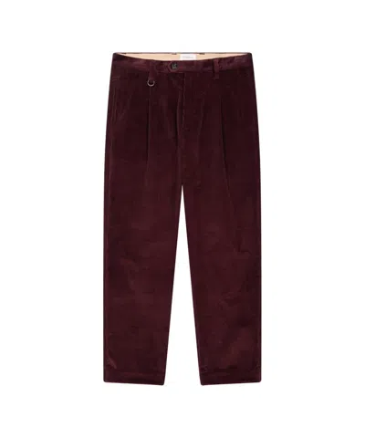 Paolo Pecora Corduroy Trousers With Elegant Pleats And Distinctive Detailing In Burgundy