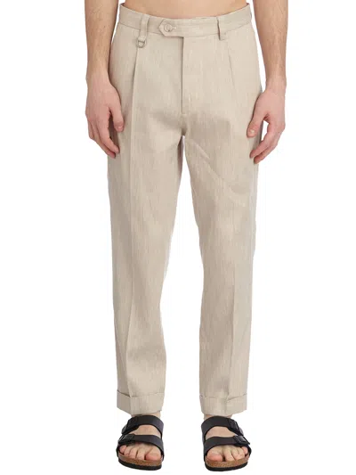 Paolo Pecora Cotton And Linen Trousers In Neutral