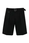 Paolo Pecora Cotton Bermuda Shorts With Pleats And Belt In Nero