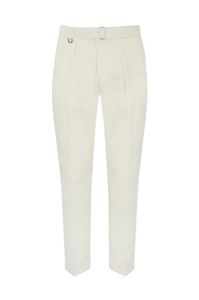 PAOLO PECORA COTTON BLEND CHINO TROUSERS WITH BELT