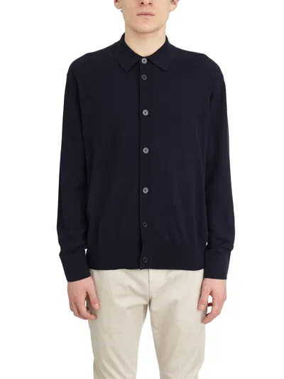 Paolo Pecora Cotton Knitted Shirt In Blue
