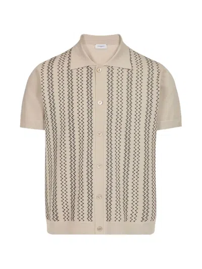Paolo Pecora Knitted Polo Shirt In Brown