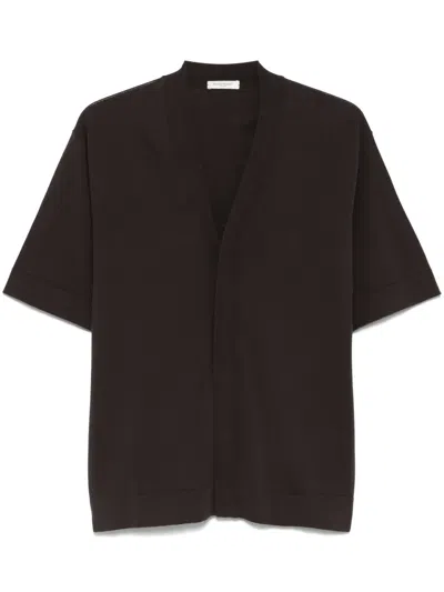Paolo Pecora Cotton Short-sleeve Cardigan In Brown