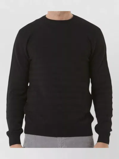 Paolo Pecora Crew Neck Knitwear Ribbed Long Sleeves In Black