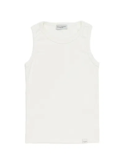 Paolo Pecora Kids' Crew-neck Sleeveless Top In Neutral