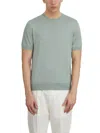 Paolo Pecora Crew Neck Sweater In Silk And Cotton In Green