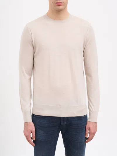 Paolo Pecora Crew Neck Wool Sweater In Neutral
