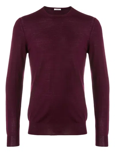 Paolo Pecora Crew Neck Wool Sweater In Burgundy