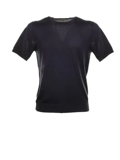 Paolo Pecora Crewneck Knitted T-shirt In Blue