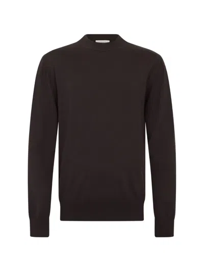 Paolo Pecora Crew-neck Wool Sweater In Brown