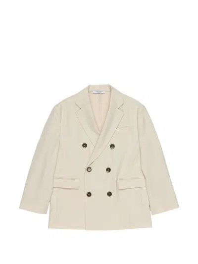Paolo Pecora Kids' Double-breasted Blazer In Neutral