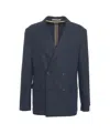 Paolo Pecora Double-breasted Blazer With Tailored Fit And Flap Pockets In Blue