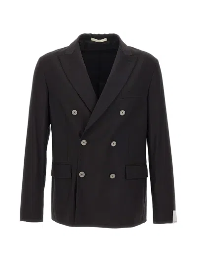 Paolo Pecora Double-breasted Flap Pocket Blazer In Black