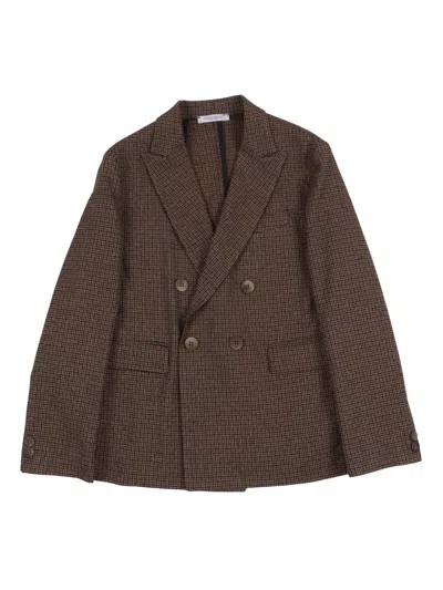 Paolo Pecora Kids' Double-breasted Jacket In Brown