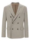 Paolo Pecora Double-breasted Peak-lapel Blazer In Gray