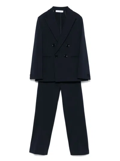 Paolo Pecora Kids' Peak-lapels Double-breasted Suit In Blue