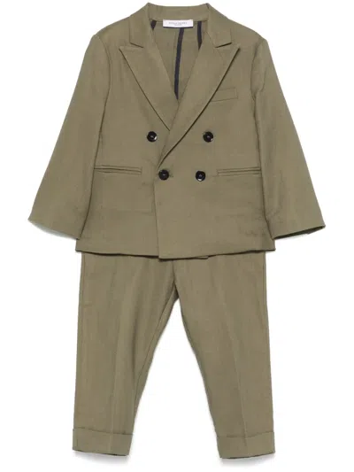 Paolo Pecora Kids' Double-breasted Suit In Green