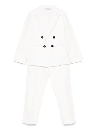 Paolo Pecora Kids' Double-breasted Suit In White