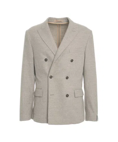 PAOLO PECORA DOUBLE-BREASTED TAILORED BLAZER WITH FLAP POCKETS
