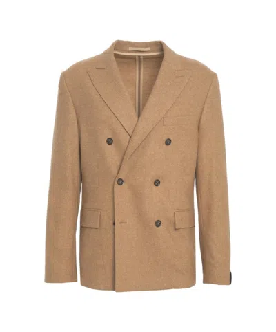 Paolo Pecora Double-breasted Tailored Blazer With Notched Lapel In Multi