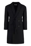 PAOLO PECORA DOUBLE-BREASTED VIRGIN WOOL COAT