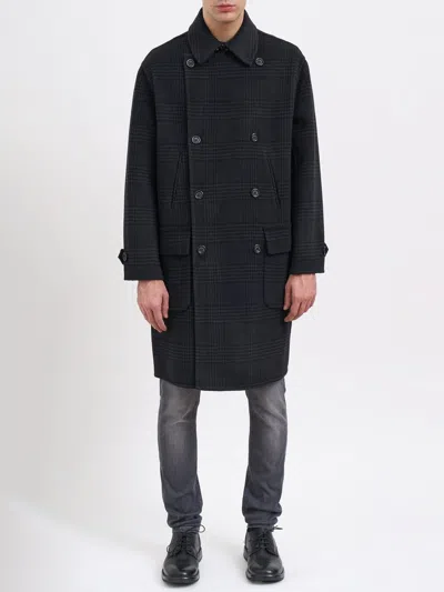 Paolo Pecora Double-breasted Wool Coat In Black