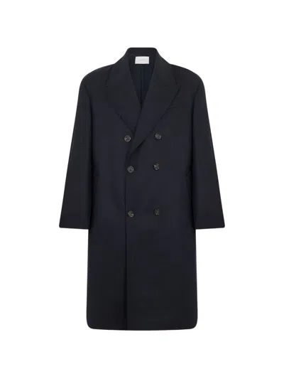 Paolo Pecora Double-breasted Loose-fit Coat In Blue