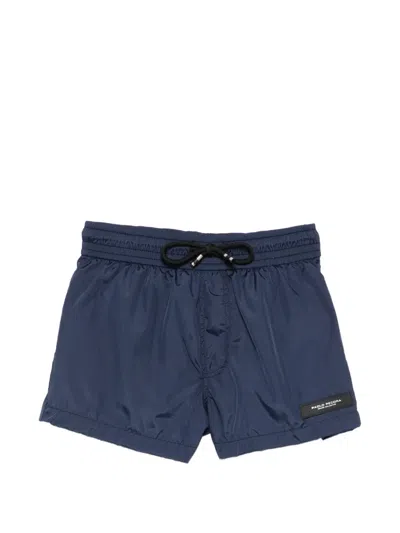 Paolo Pecora Kids' Drawstring Logo-patch Swim Shorts In Blue