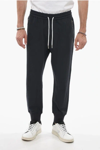 Paolo Pecora Drawstring Waist Cotton Stretch Joggers In Black