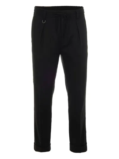 Paolo Pecora Drawstring-waist Cuffed Trousers In Black