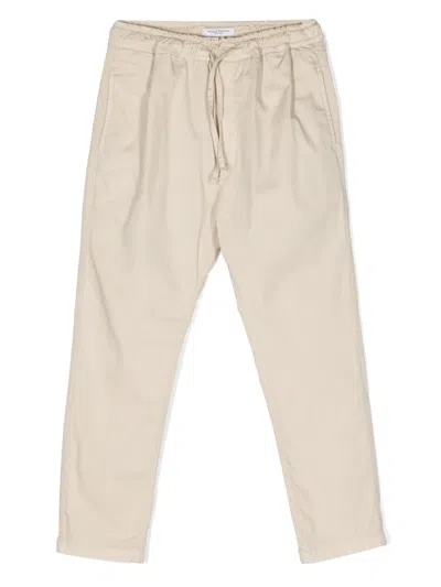 Paolo Pecora Kids' Drawstring-waist Straight-leg Chinos In Brown