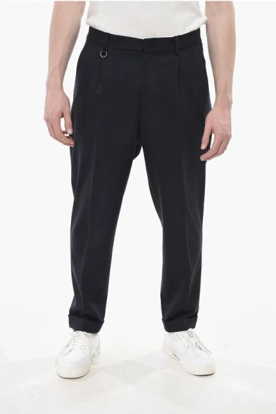 Paolo Pecora Duomo Jersey Chino Trousers With Single Pleat In Black