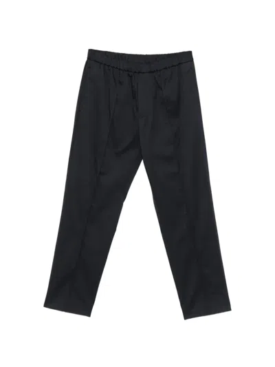 Paolo Pecora Elasticated-waistband Pressed-crease Trousers In Black