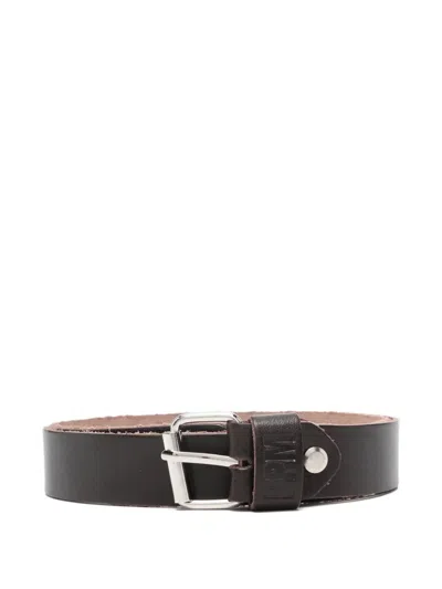 Paolo Pecora Kids' Embossed Leather Belt In Brown