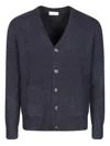 Paolo Pecora English Rib Cardigan In Gray