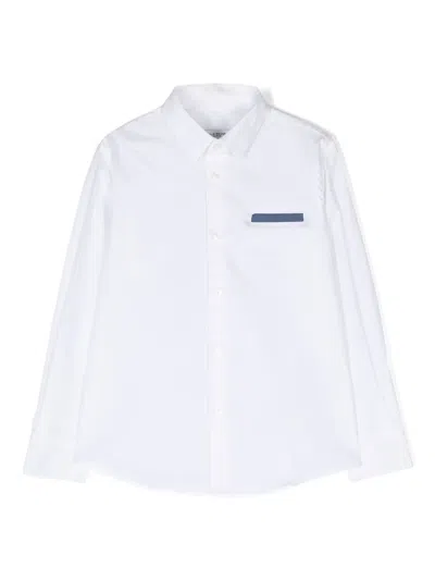 Paolo Pecora Kids' Faux-pocket Poplin Shirt In White
