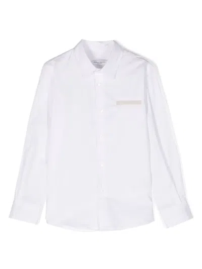 Paolo Pecora Kids' Faux-pocket Twill Shirt In 白色