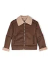 Paolo Pecora Faux Shearling-trim Jacket In Brown