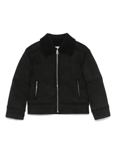 Paolo Pecora Kids' Faux-suede Jacket In Black