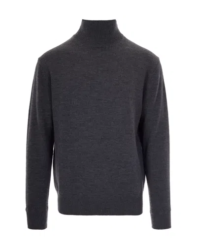 Paolo Pecora Fine Grey Virgin Wool High Neck Sweater In Gray