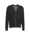 Paolo Pecora Fine-knit Cardigan With Classic V-neck And Contrast Trim In Black