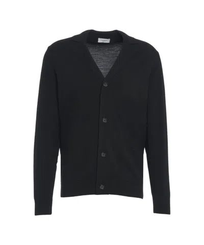 PAOLO PECORA FINE-KNIT CARDIGAN WITH TAILORED LAPEL AND RIBBED DETAILING