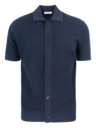 Paolo Pecora Fine-knit Cotton Shirt In Blue