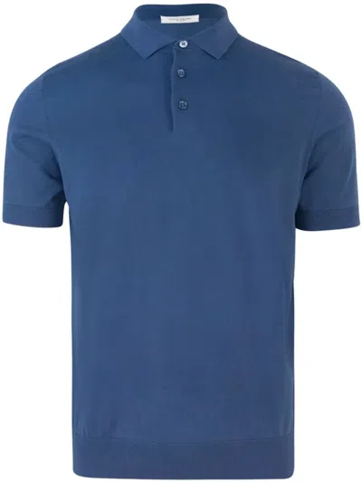 Paolo Pecora Fine-knit Polo Shirt In 蓝色